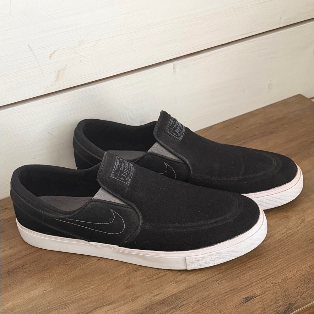 Nike Black Slip-On Canvas Loafers with White Sole